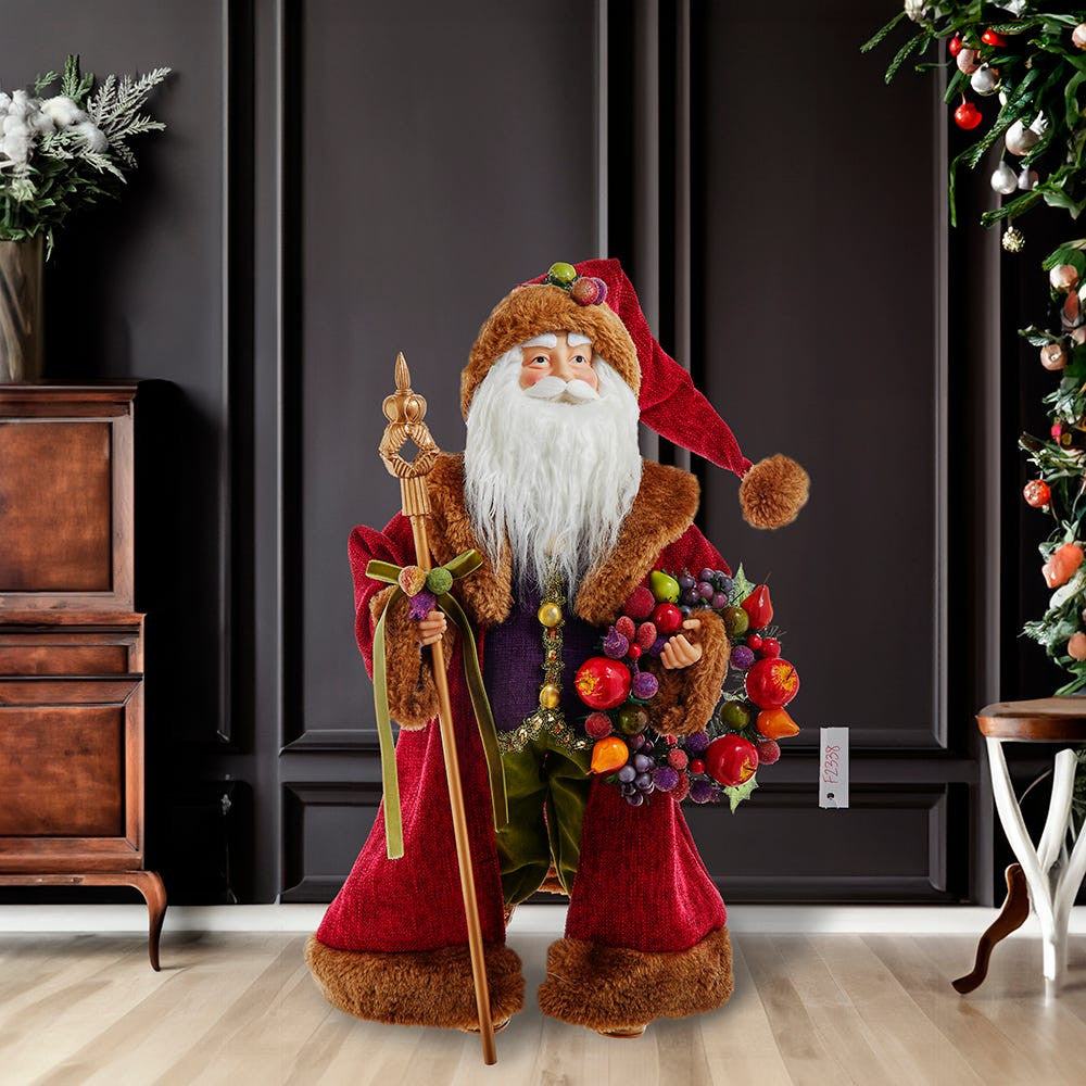 20" Sugar Fruit Santa With Fruit Wreath