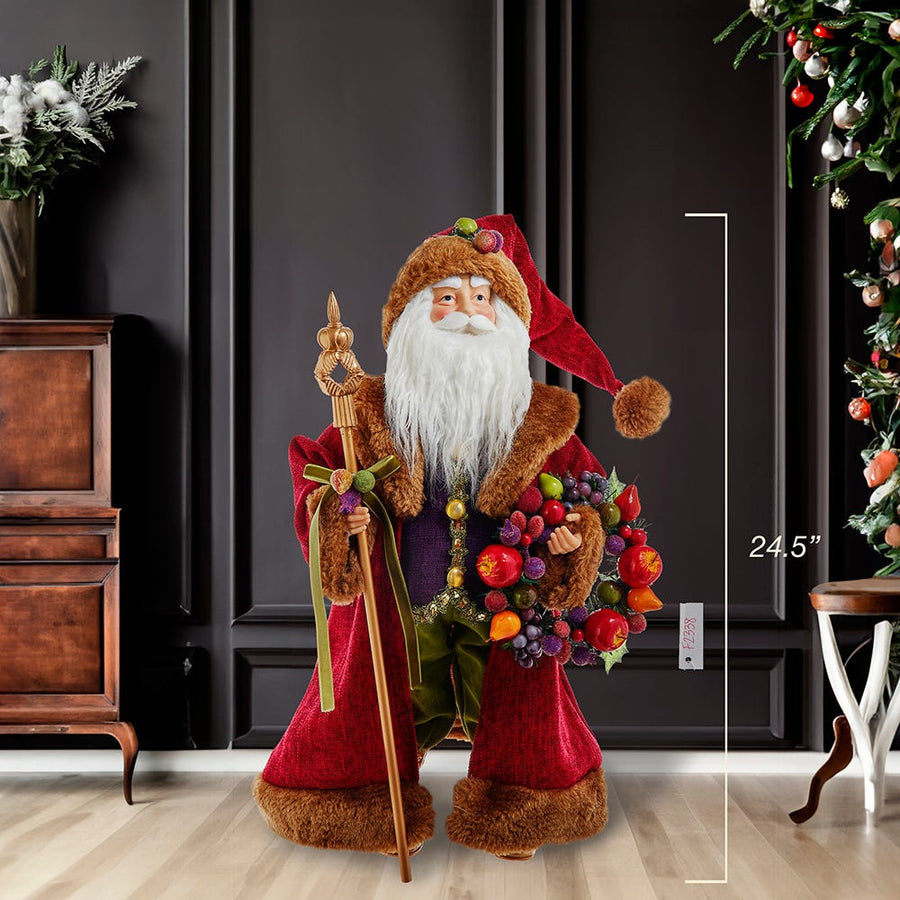 20" Sugar Fruit Santa With Fruit Wreath