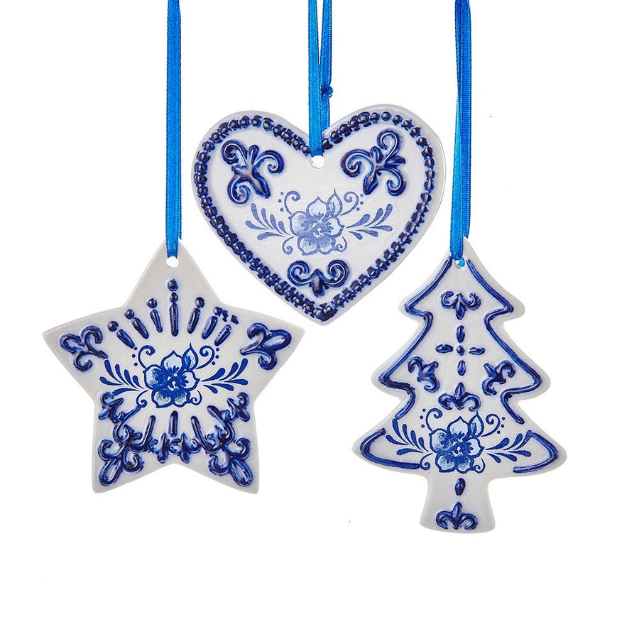 Delft Blue Heart/Christmas Tree/Star Ornaments