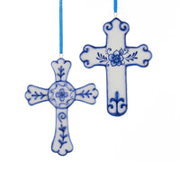 Porcelain Delft Blue Cross Ornaments