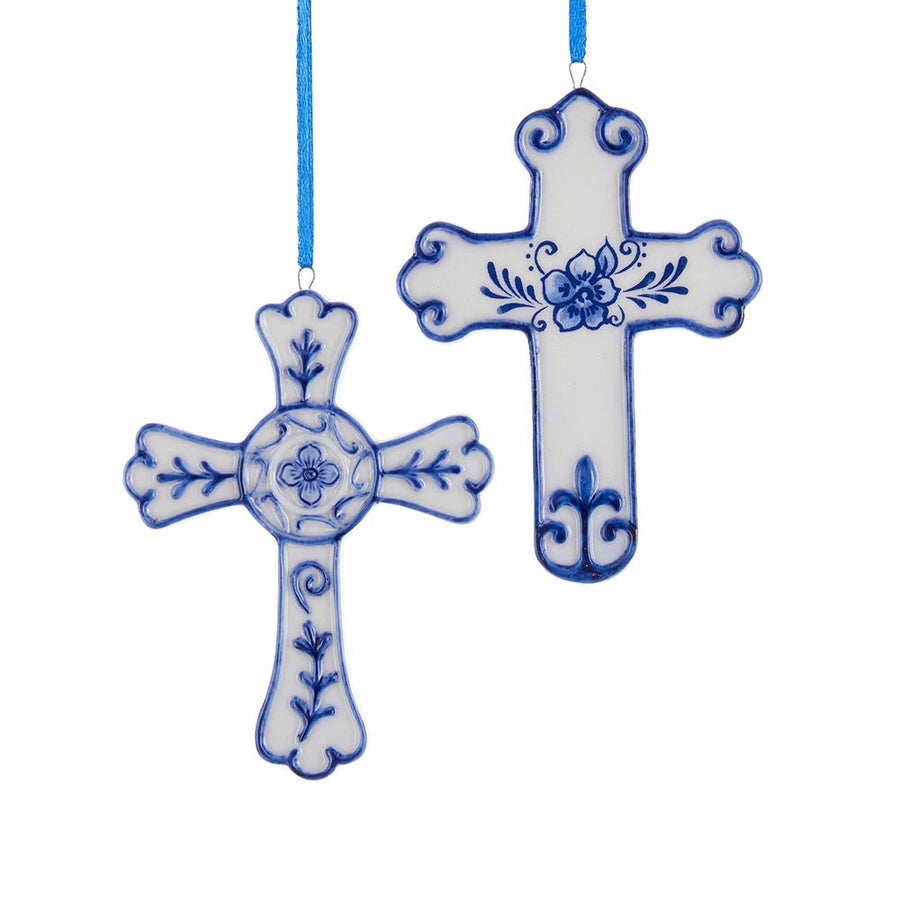 Porcelain Delft Blue Cross Ornaments