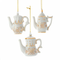 Jeweled White and Gold Teapot Ornaments
