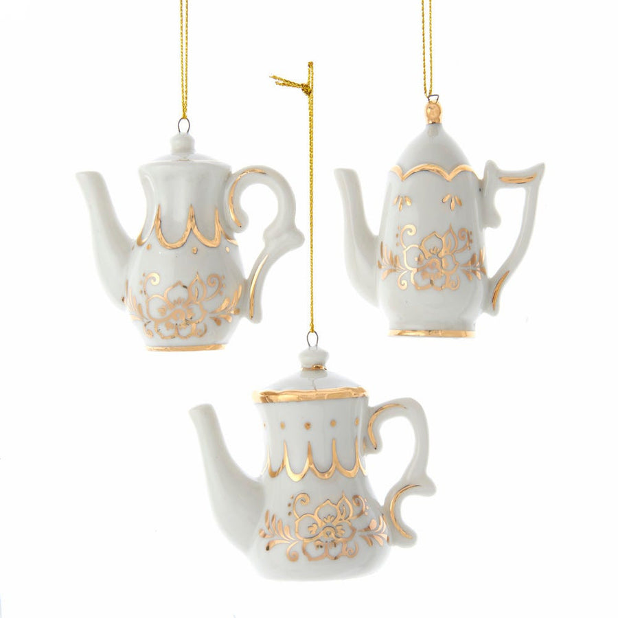 Jeweled White and Gold Teapot Ornaments