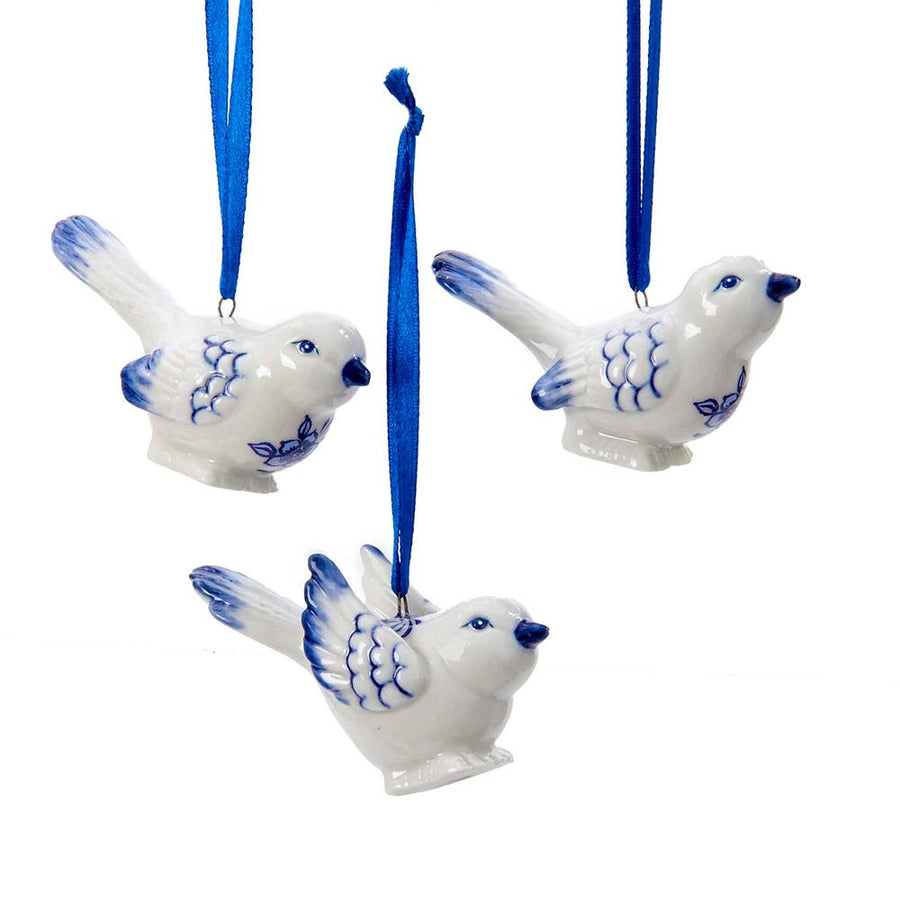 Porcelain Delft Blue Bird Ornaments