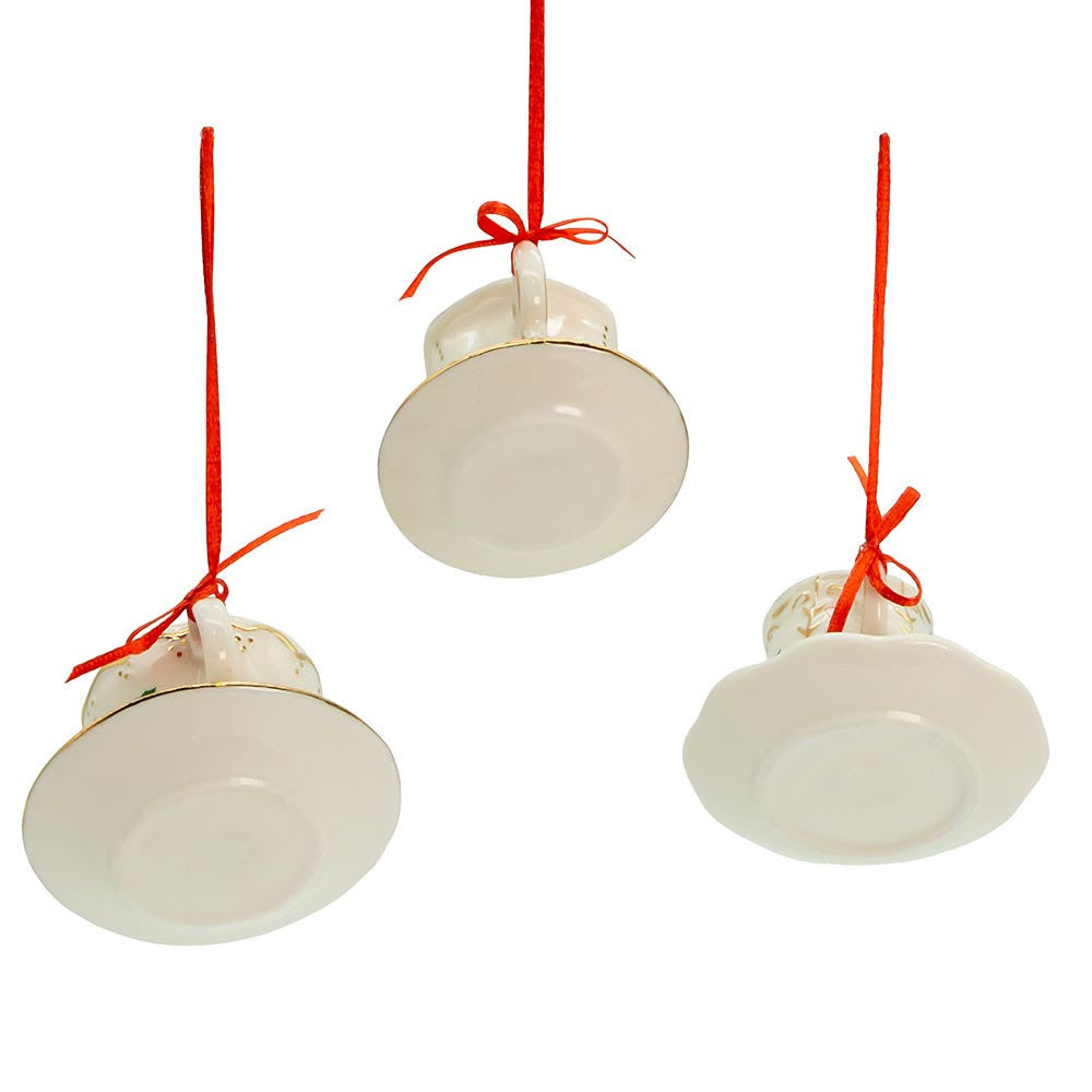 Porcelain Holiday Formal Tea Cup Ornaments