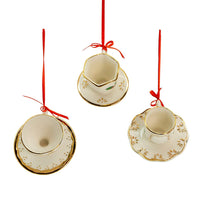 Porcelain Holiday Formal Tea Cup Ornaments