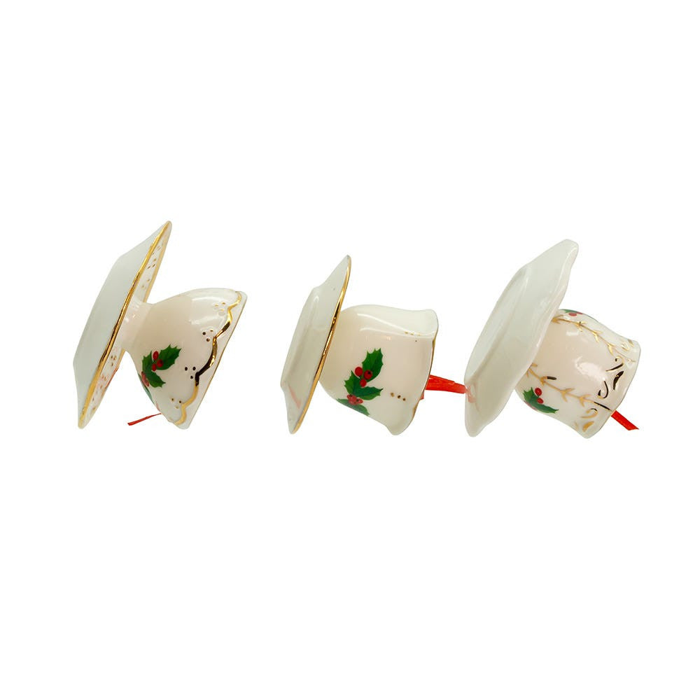 Porcelain Holiday Formal Tea Cup Ornaments