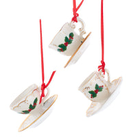 Porcelain Holiday Formal Tea Cup Ornaments