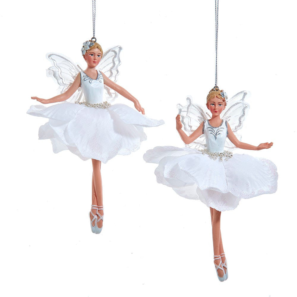 White & Silver Fairy Ballerina Ornaments