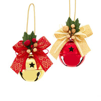 Red and Gold Bell With Ribbon Ornaments
