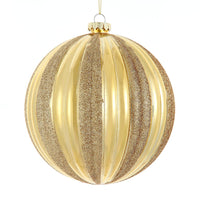 150MM Striped Gold Glittered Ball Ornament