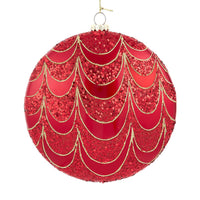 200MM Red Scalloped Disc Ornament