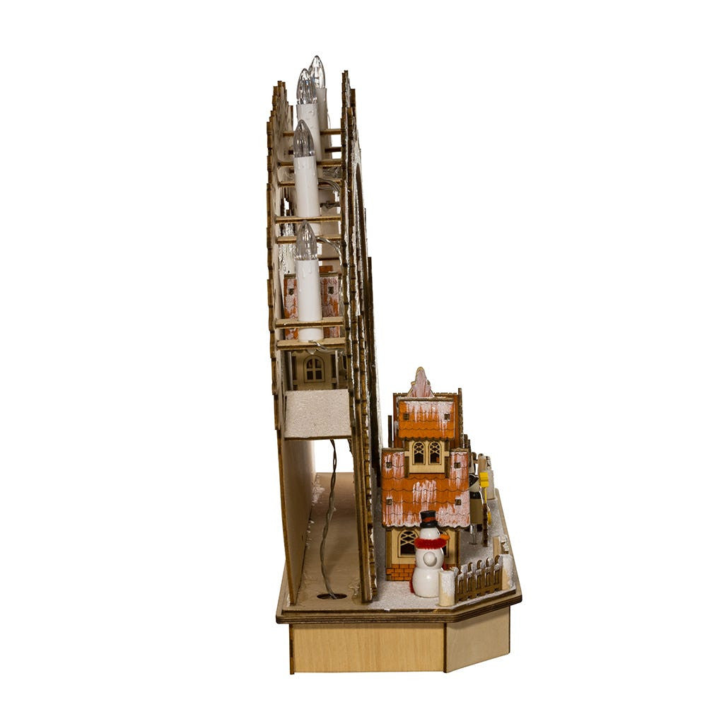 Battery Operated Lighted LED Wooden Village House With Ice Skaters