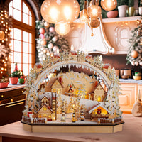 Battery Operated Lighted LED Wooden Village House With Ice Skaters