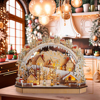 Battery Operated Lighted LED Wooden Village House With Ice Skaters