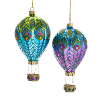Glass Peacock Hot Air Balloon Ornaments