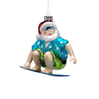 Beach Santa Glass Ornament