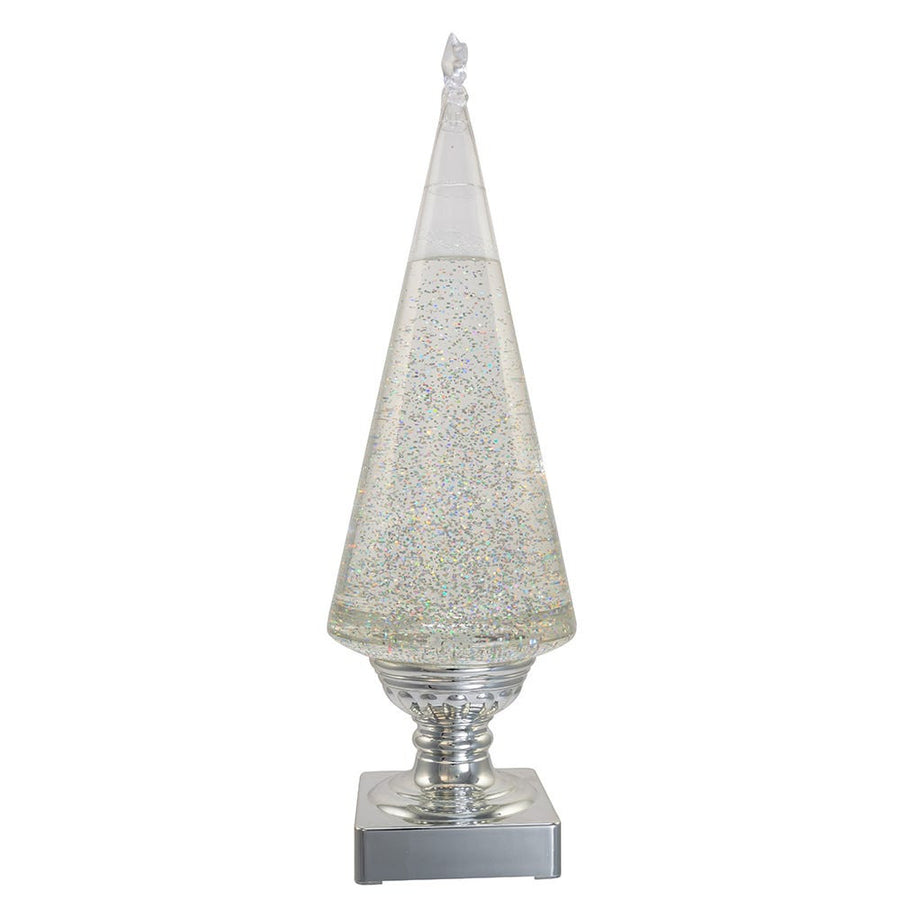 14" Battery Operated Clear and Silver Lava LED Lighted Christmas Tree