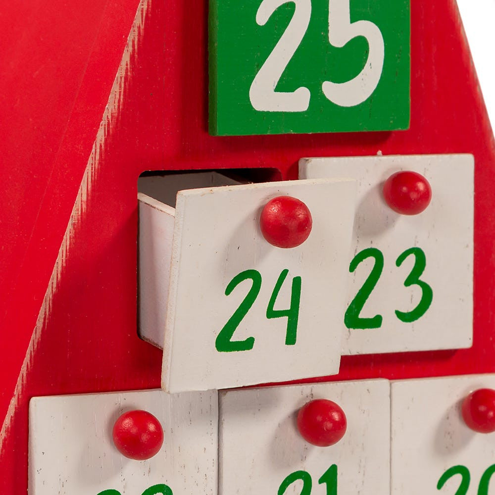 Wooden Triangle Santa Head Advent Calendar