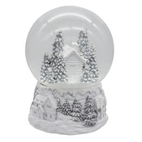 Wind-Up Musical Silver & White Winter Scene Water Globe