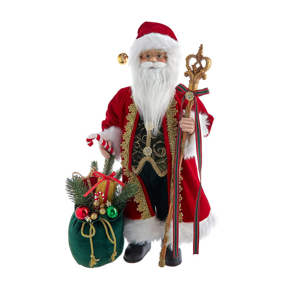 18" Santa With Gift Bag & Scepter Table Piece