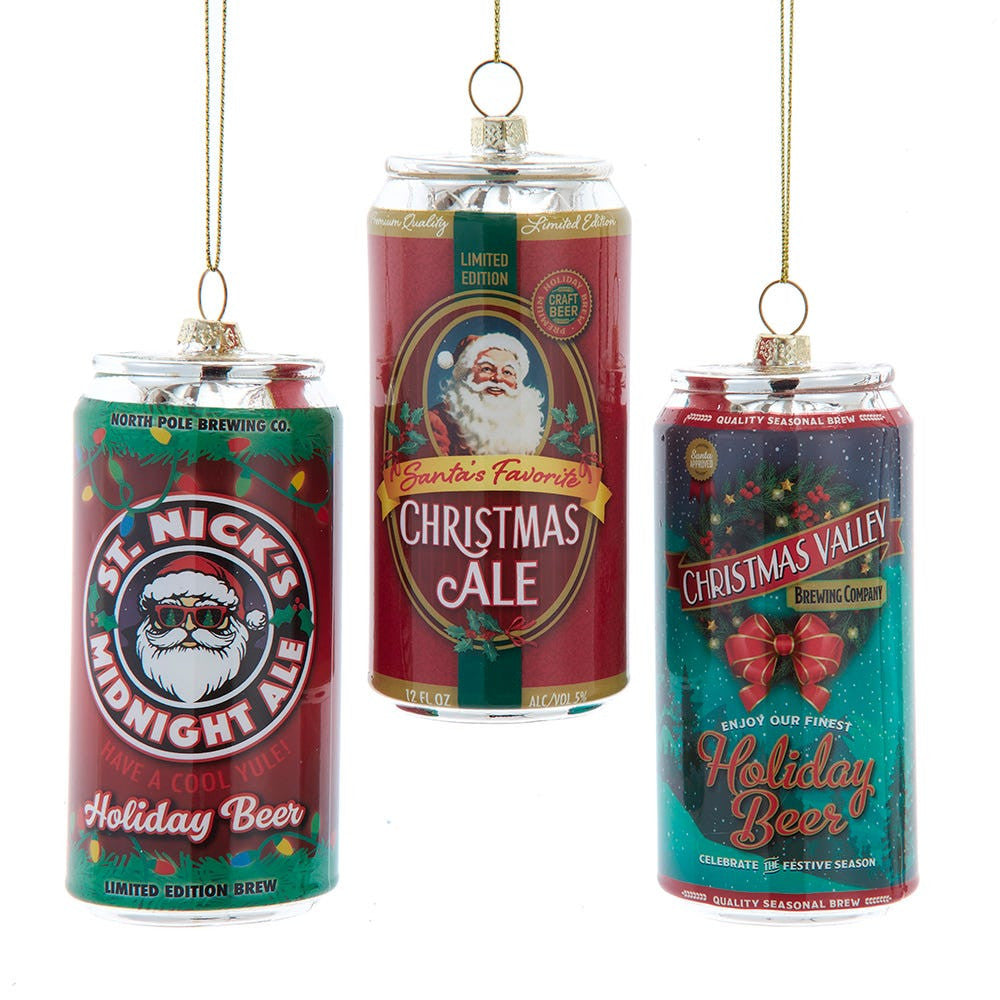 Glass Christmas Beer Ornaments