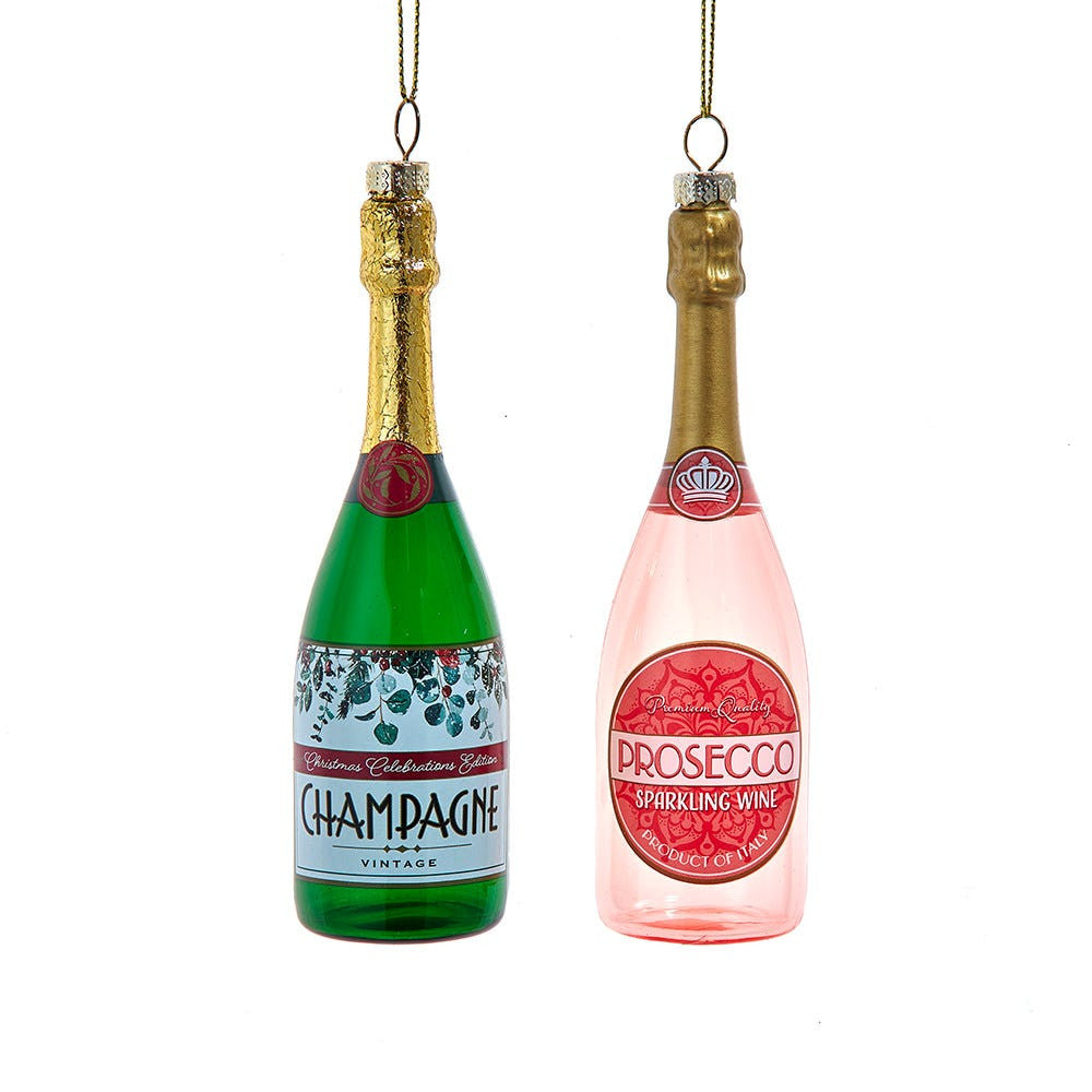 Glass Champagne & Prosecco Bottle Ornaments