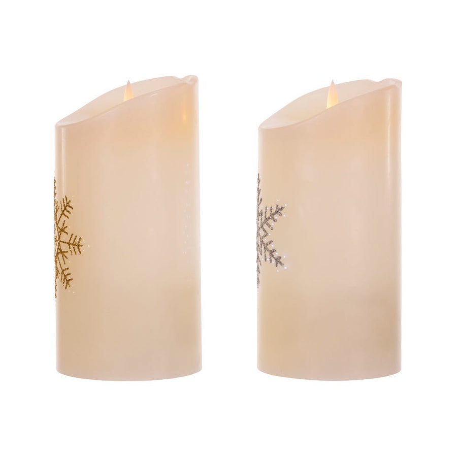 6" Battery Operated Fiber-Optic Snowflake Wax Candles