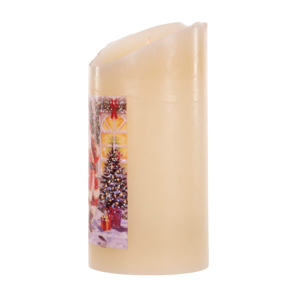 7" Battery Operated Fiber-Optic Santa Wax Candle