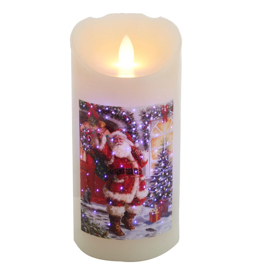 7" Battery Operated Fiber-Optic Santa Wax Candle