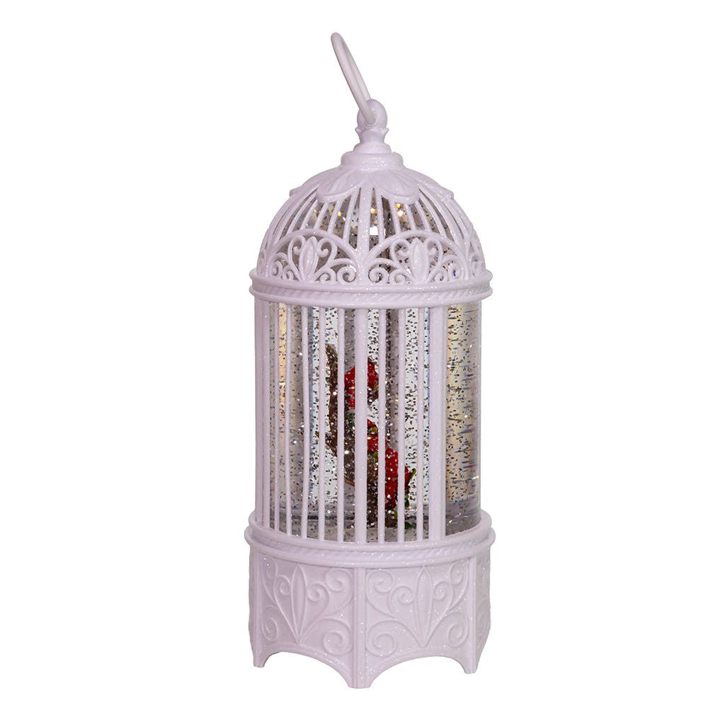 10.25" Battery-Operated LED Bird Cage Lantern With Motion