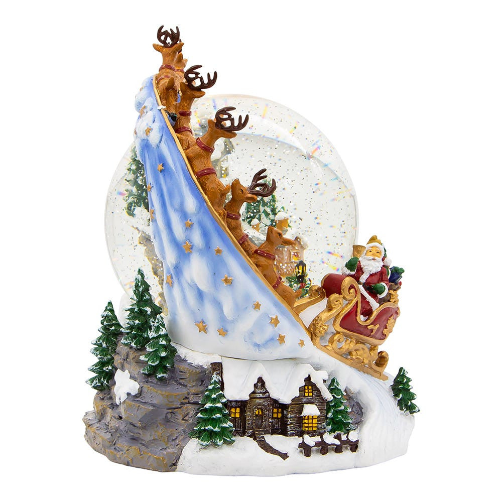 120MM Battery Operated Musical Santa and Sled Water Globe
