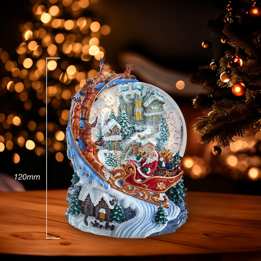 120MM Battery Operated Musical Santa and Sled Water Globe