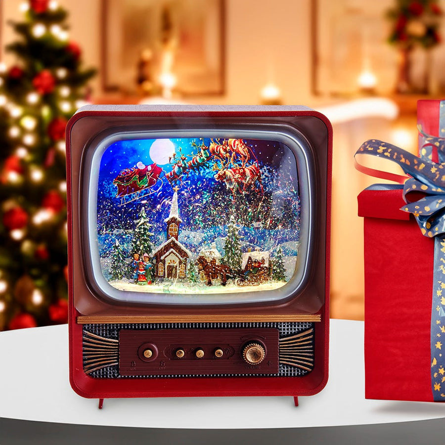 Battery Operated Musical Water Santa TV Lantern