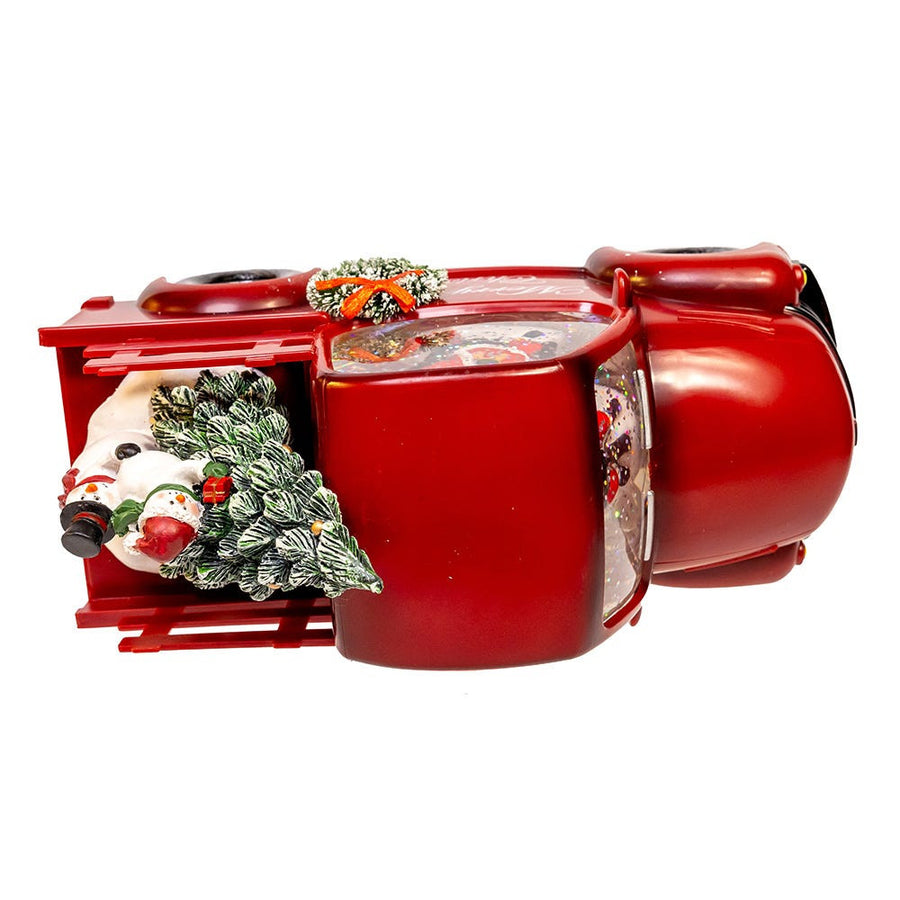 9.5" Battery Operated USB LED Lighted Santa & Christmas Tree In Truck Water Globe
