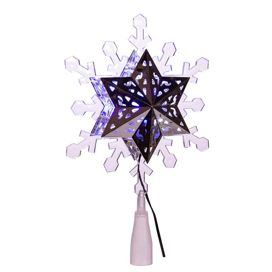 9" Rotating Blue and White LED Snowflake Treetop