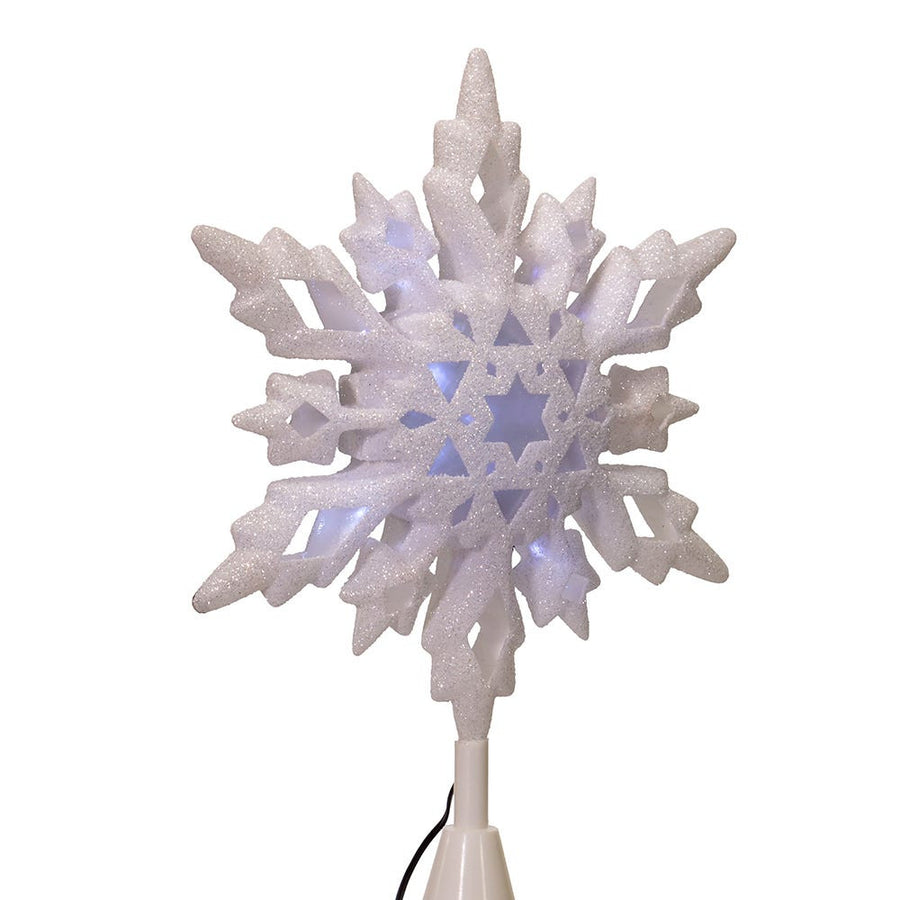 10" Cool White LED Glitter Snowflake Treetop
