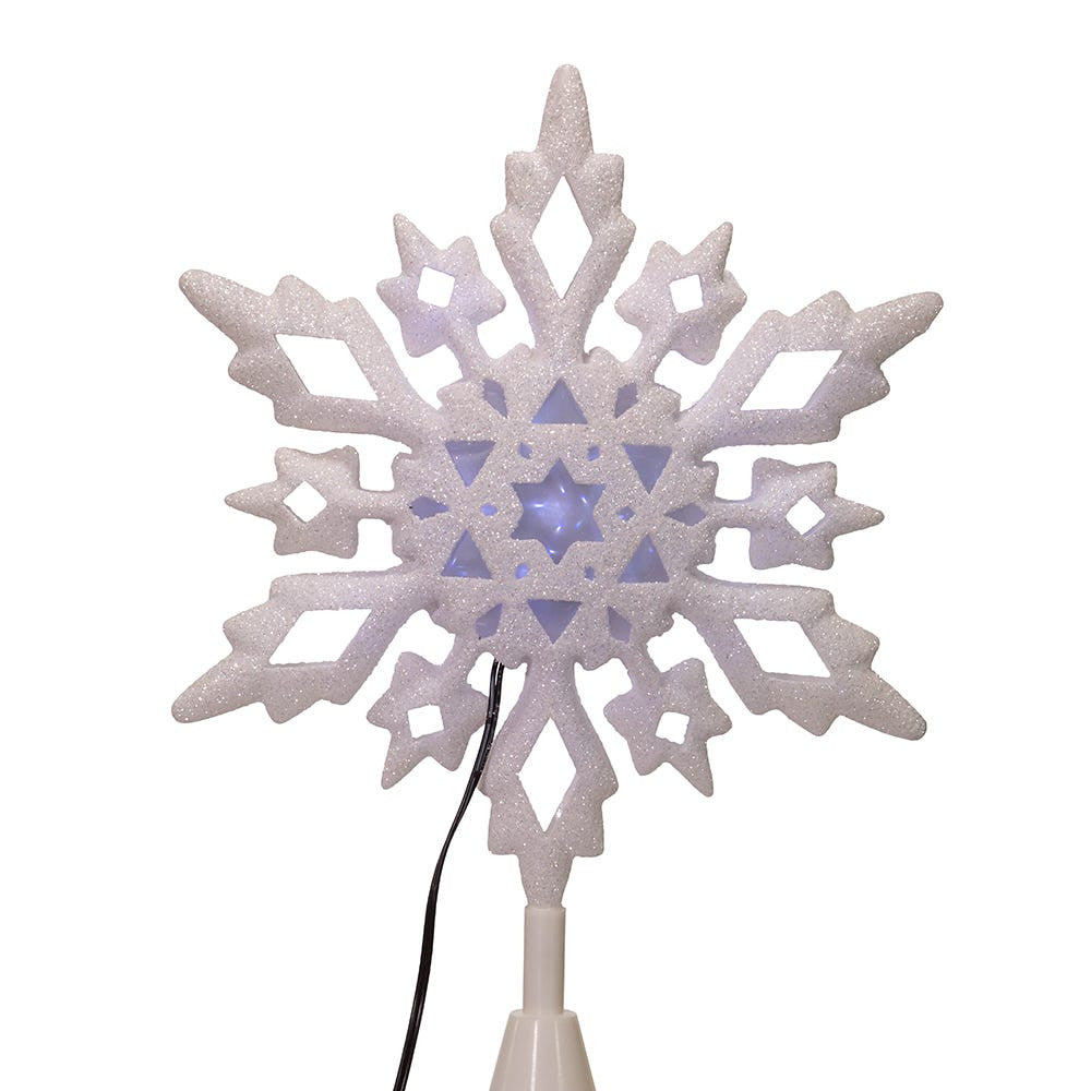 10" Cool White LED Glitter Snowflake Treetop