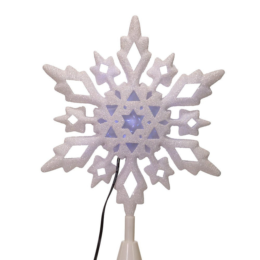 10" Cool White LED Glitter Snowflake Treetop