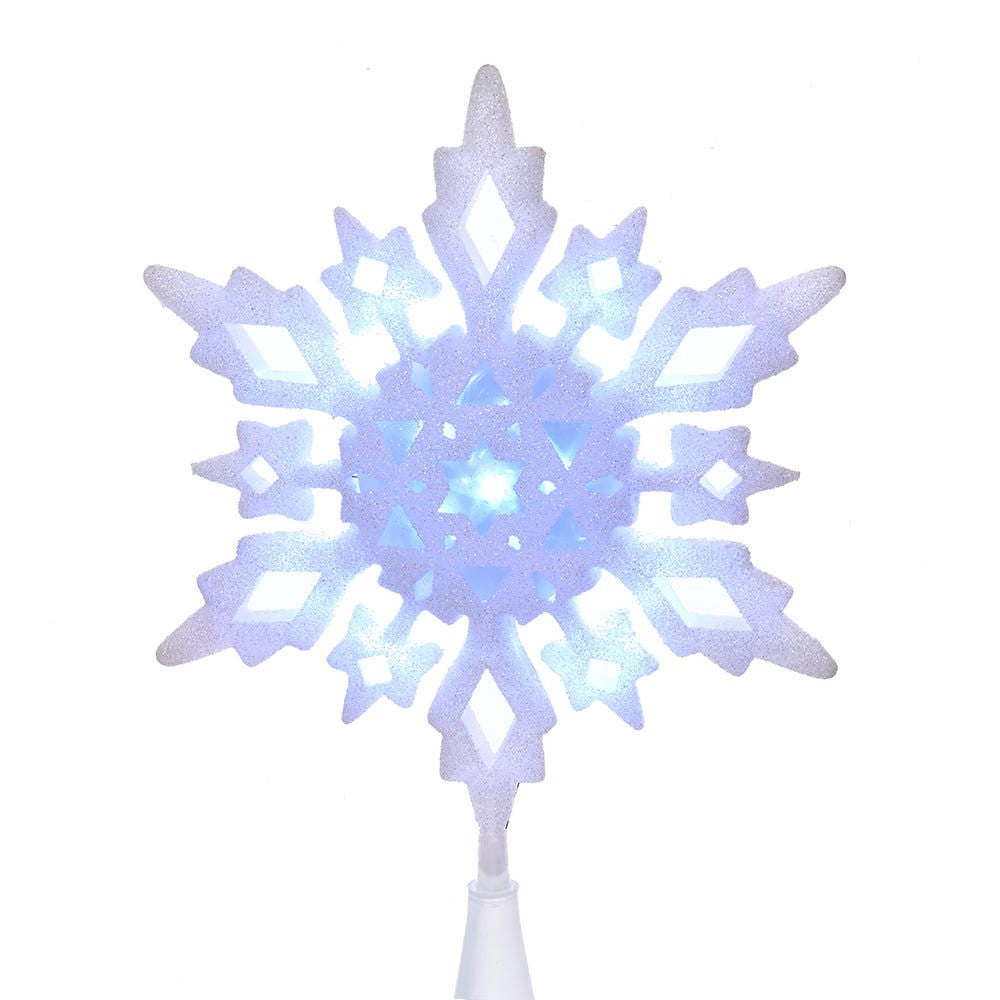 10" Cool White LED Glitter Snowflake Treetop