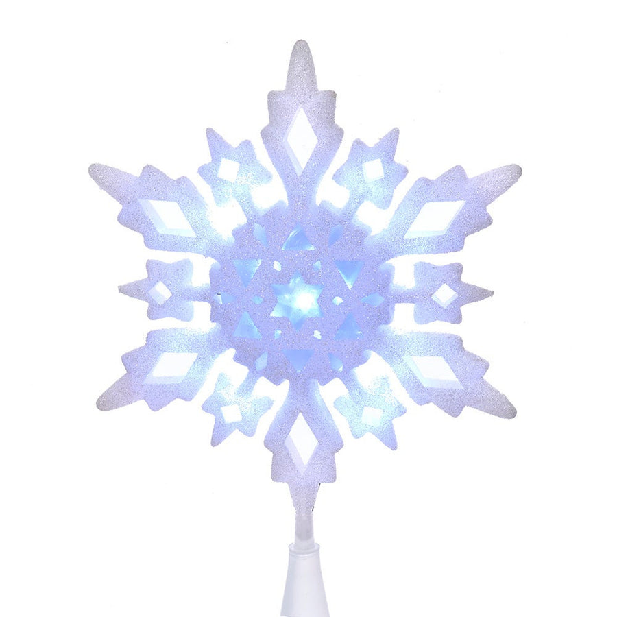10" Cool White LED Glitter Snowflake Treetop