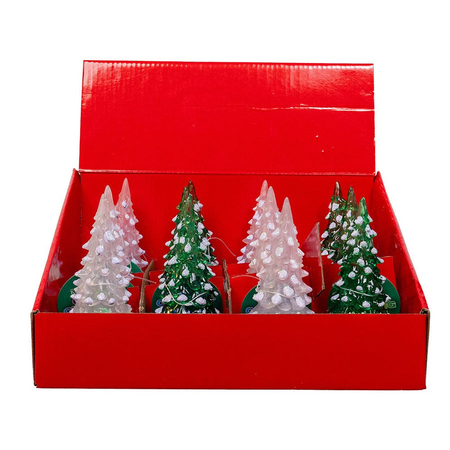 Battery-Operated RGB LED Green and White Christmas Trees
