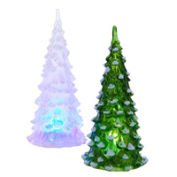 Battery-Operated RGB LED Green and White Christmas Trees
