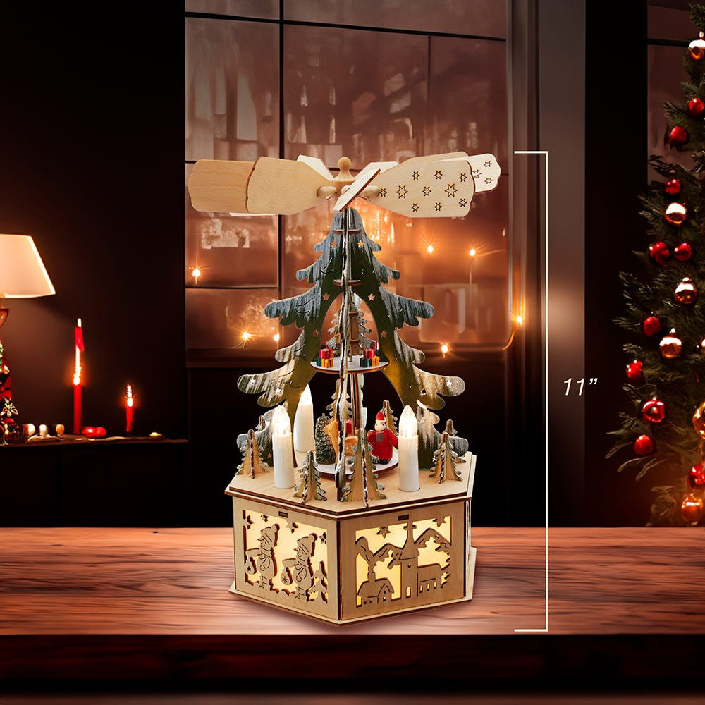 Battery Operated Musical LED Christmas Tree Windmill Scene