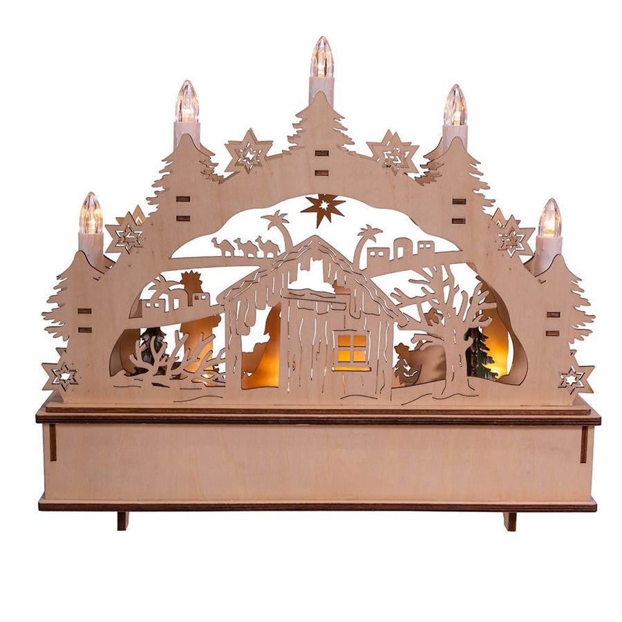 Battery Operated LED Nativity Scene With Candles
