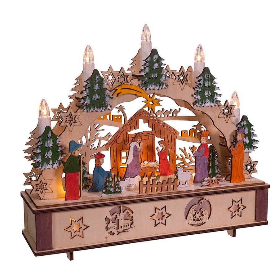 Battery Operated LED Nativity Scene With Candles
