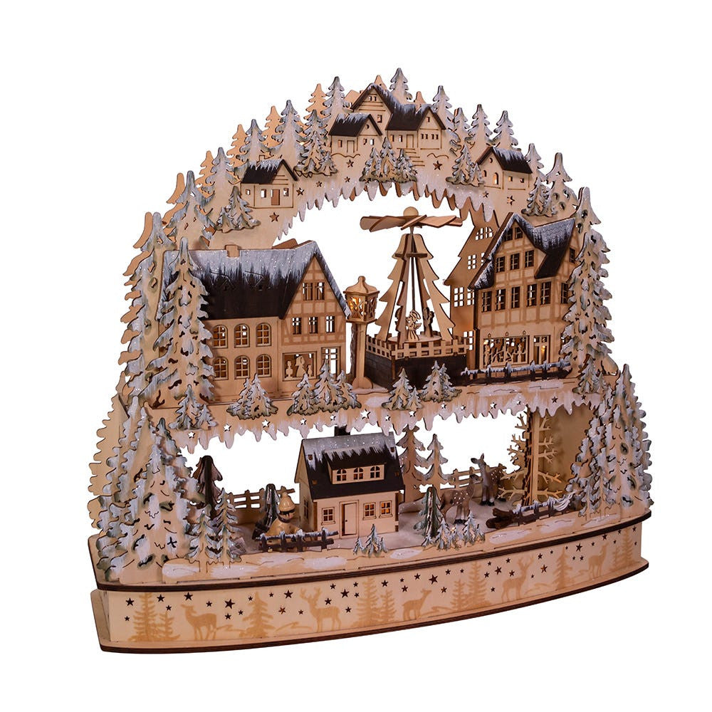 Battery Operated LED Village With Motion