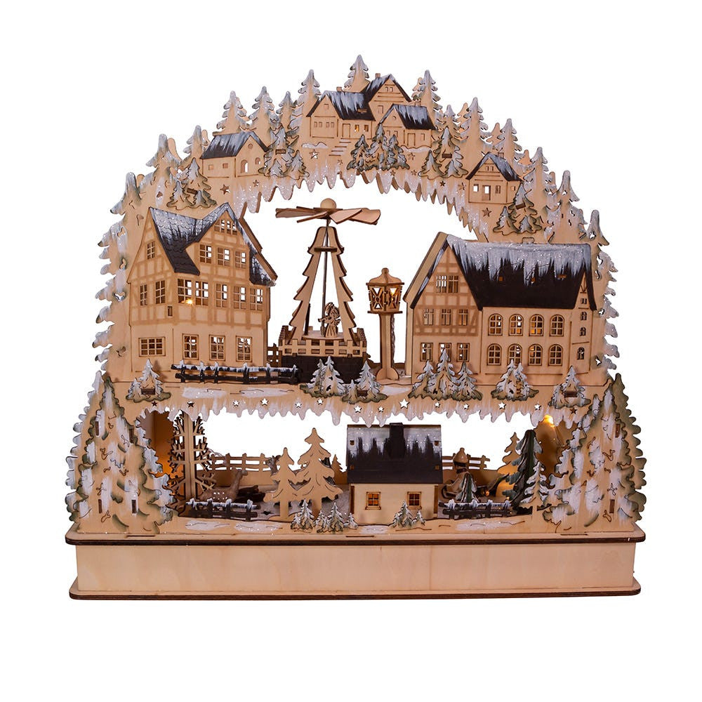 Battery Operated LED Village With Motion