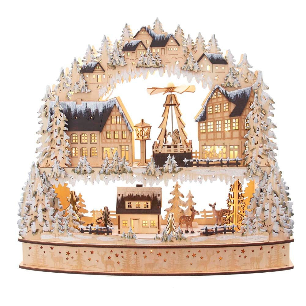 Battery Operated LED Village With Motion