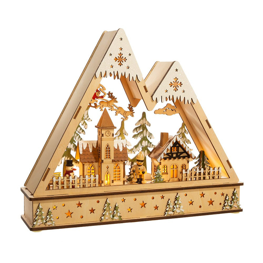 Battery Operated Light-Up LED Mountain Village